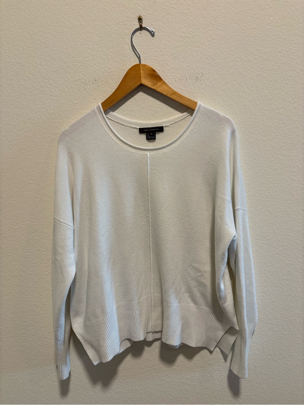 White Womens French Connection Crewneck Knit Sweater